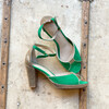 Sandale charlotte vert et doré