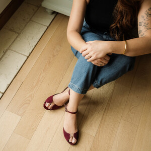 Burgundy flat sandal