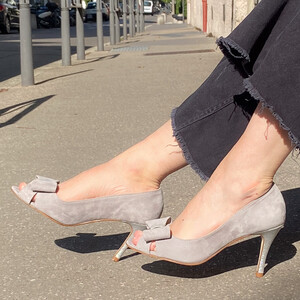 Grey and silver pump