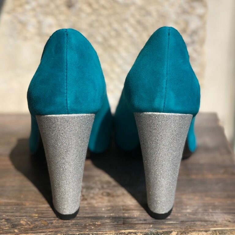 Escarpin turquoise fonce Dessine moi un soulier