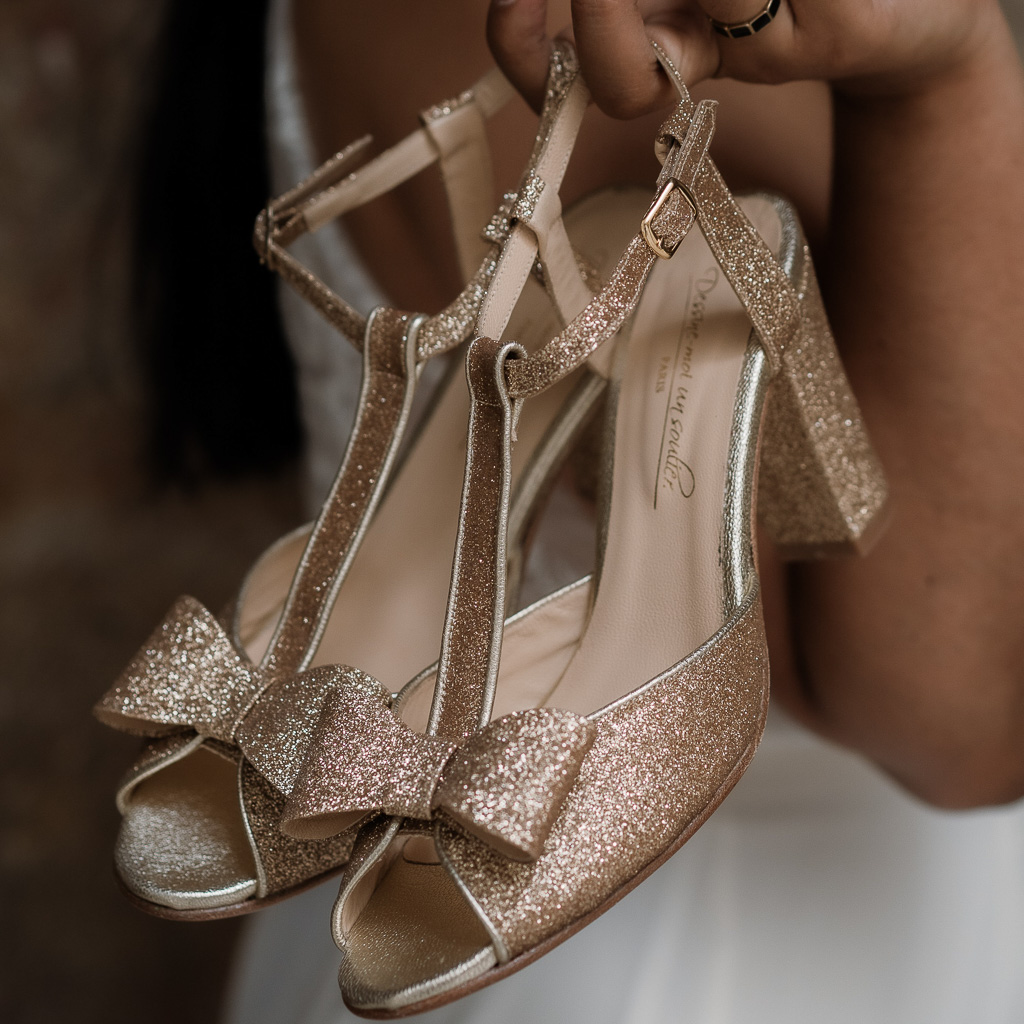 Chaussures de mariée dorées - Sandales Charlotte