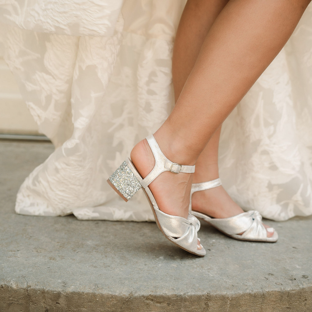 Chaussure mariée petit talon - Mule Suzanne argentée