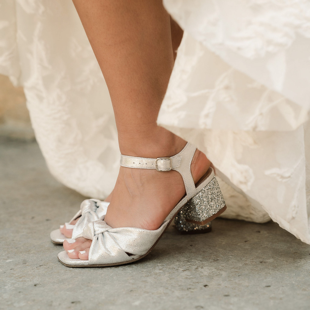 Chaussures de mariée argentées - Mule Suzanne
