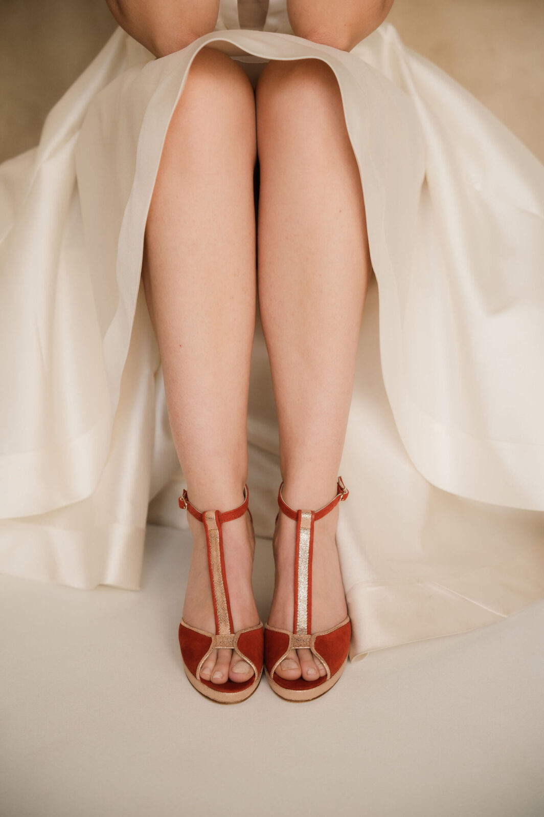 Chaussures de mariage talon moyen terracotta 2