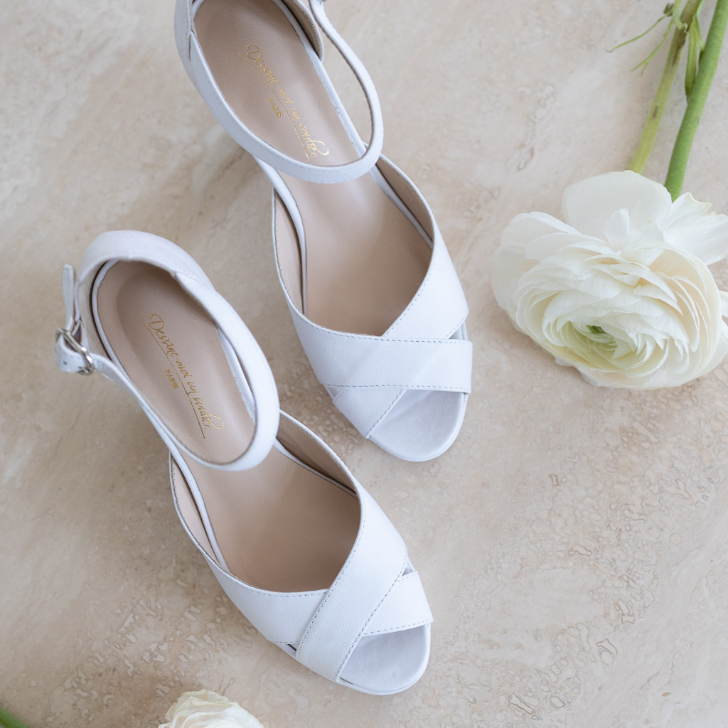 Chaussure de mariée blanche - Salomé plateforme
