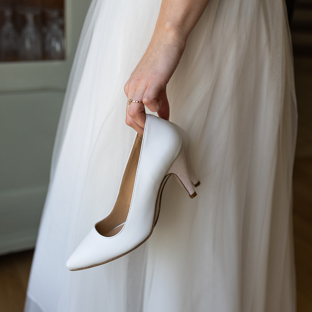 Chaussure de mariée blanche - escarpin pointu