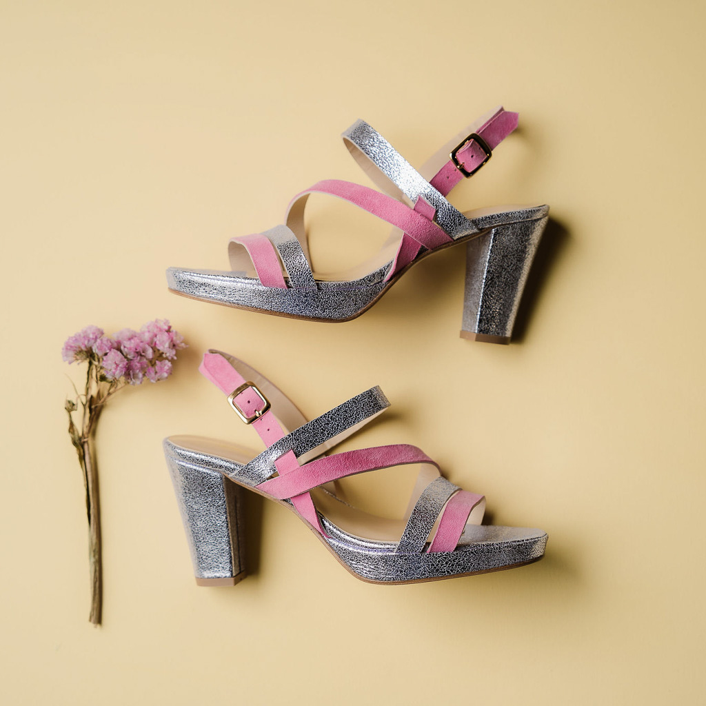 Sandale Emma rose et argent