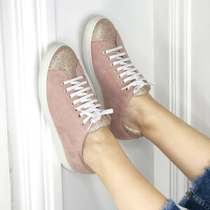 Basket en velours rose blush