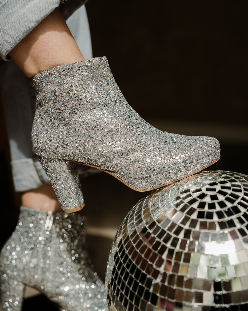 Silver glitter platform bootie 4