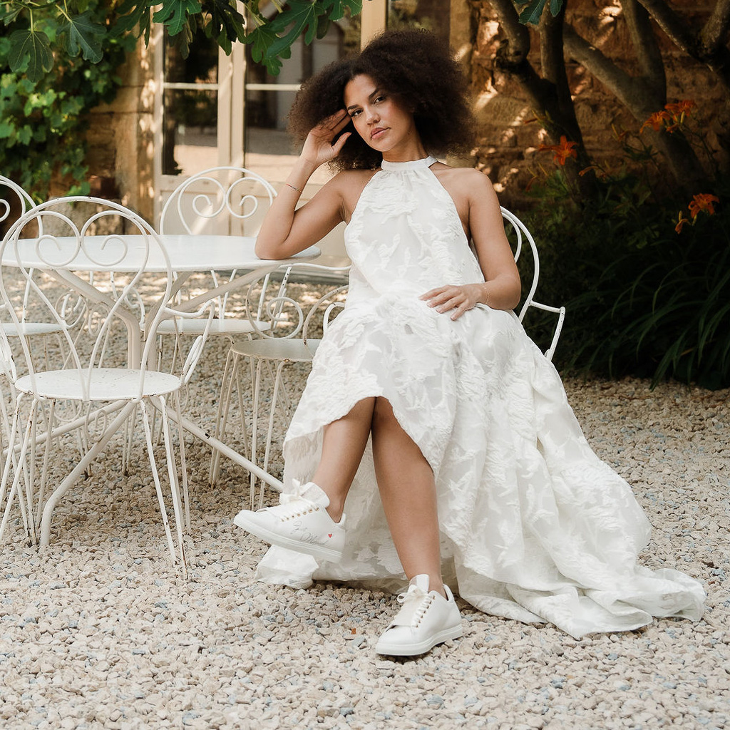 Basket personnalisé en cuir lisse blanc