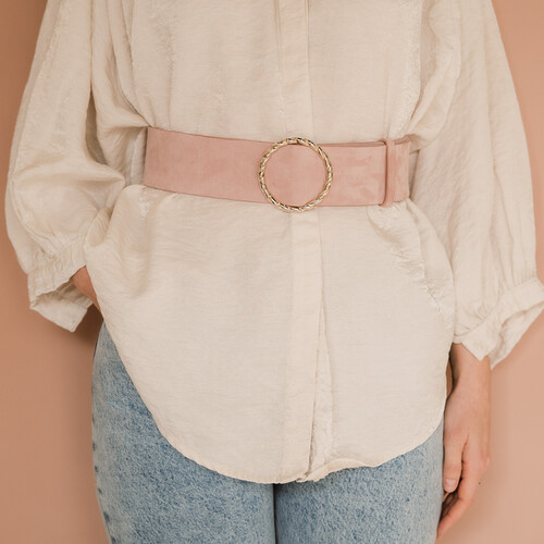 Ceinture en cuir velours vieux rose