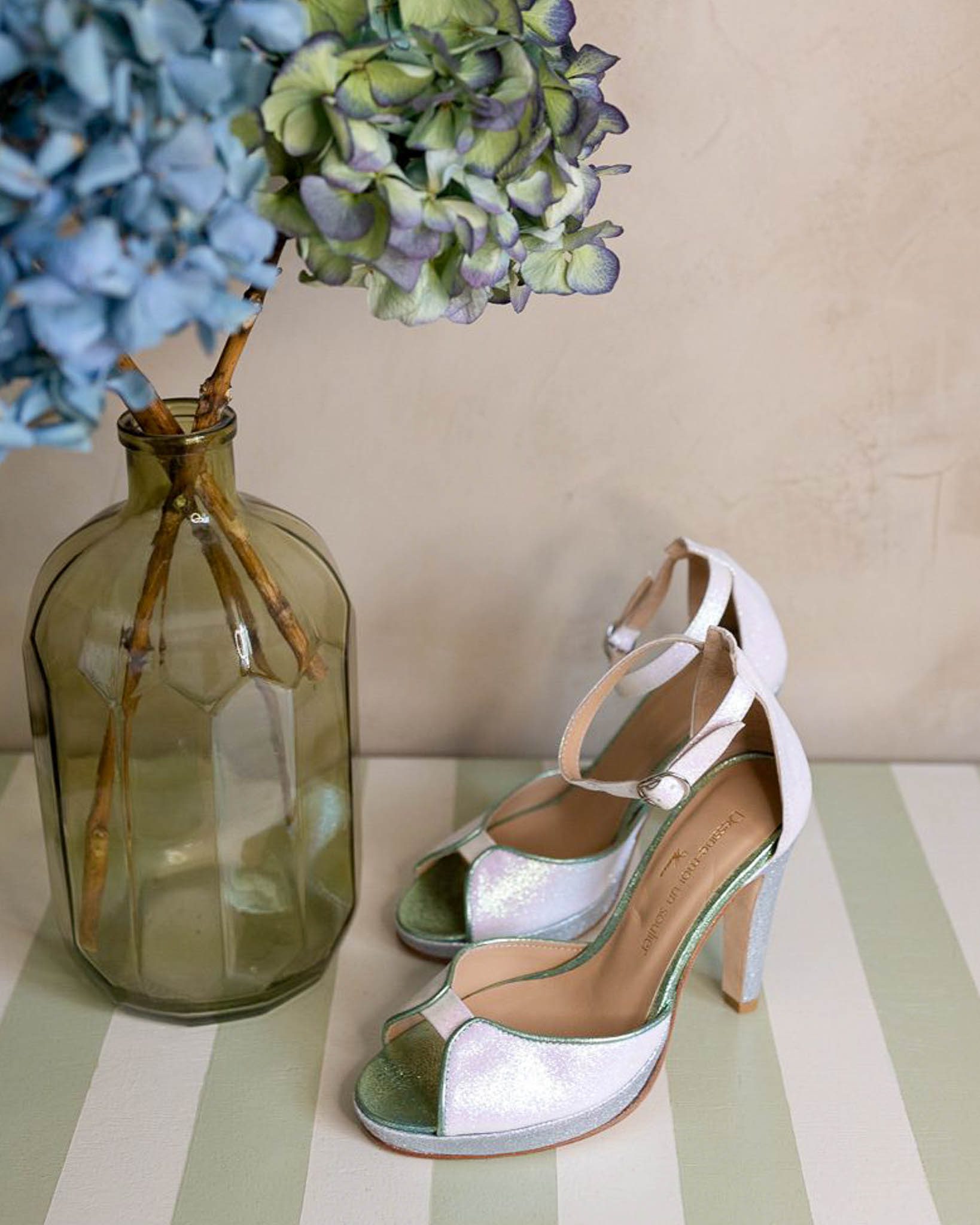 Charlotte platform in white sequins