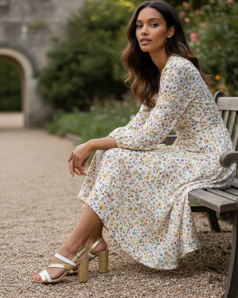 Sandales Emma en vipérine bronze et cuir lisse blanc