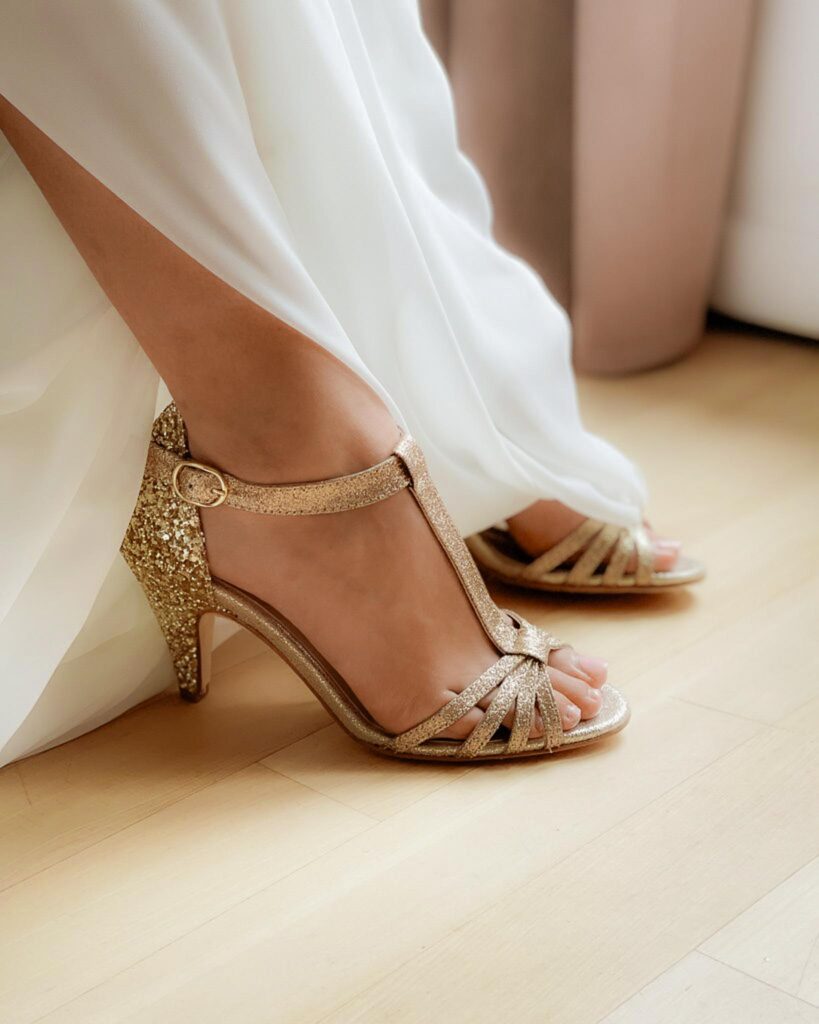 Chloé en fines paillettes, irisé et glitter champagne