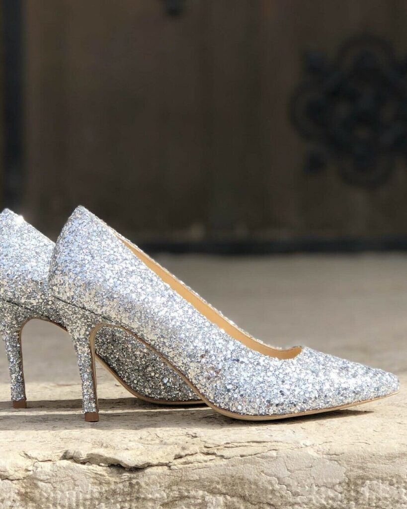 Escarpin en glitter argent
