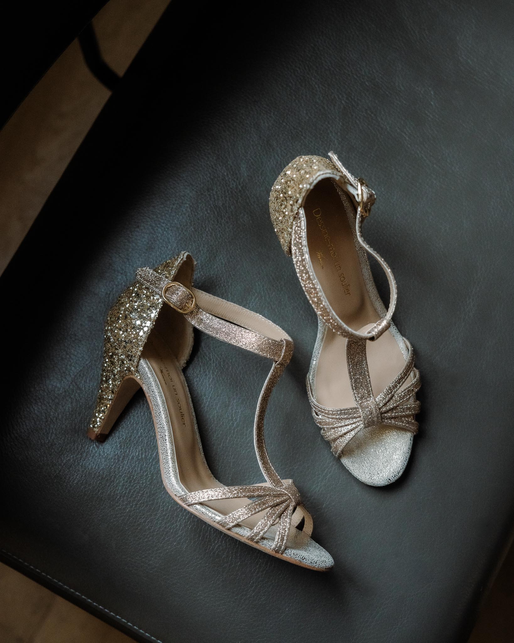 Chloé sandal in iridescent, fine sequins and champagne glitter