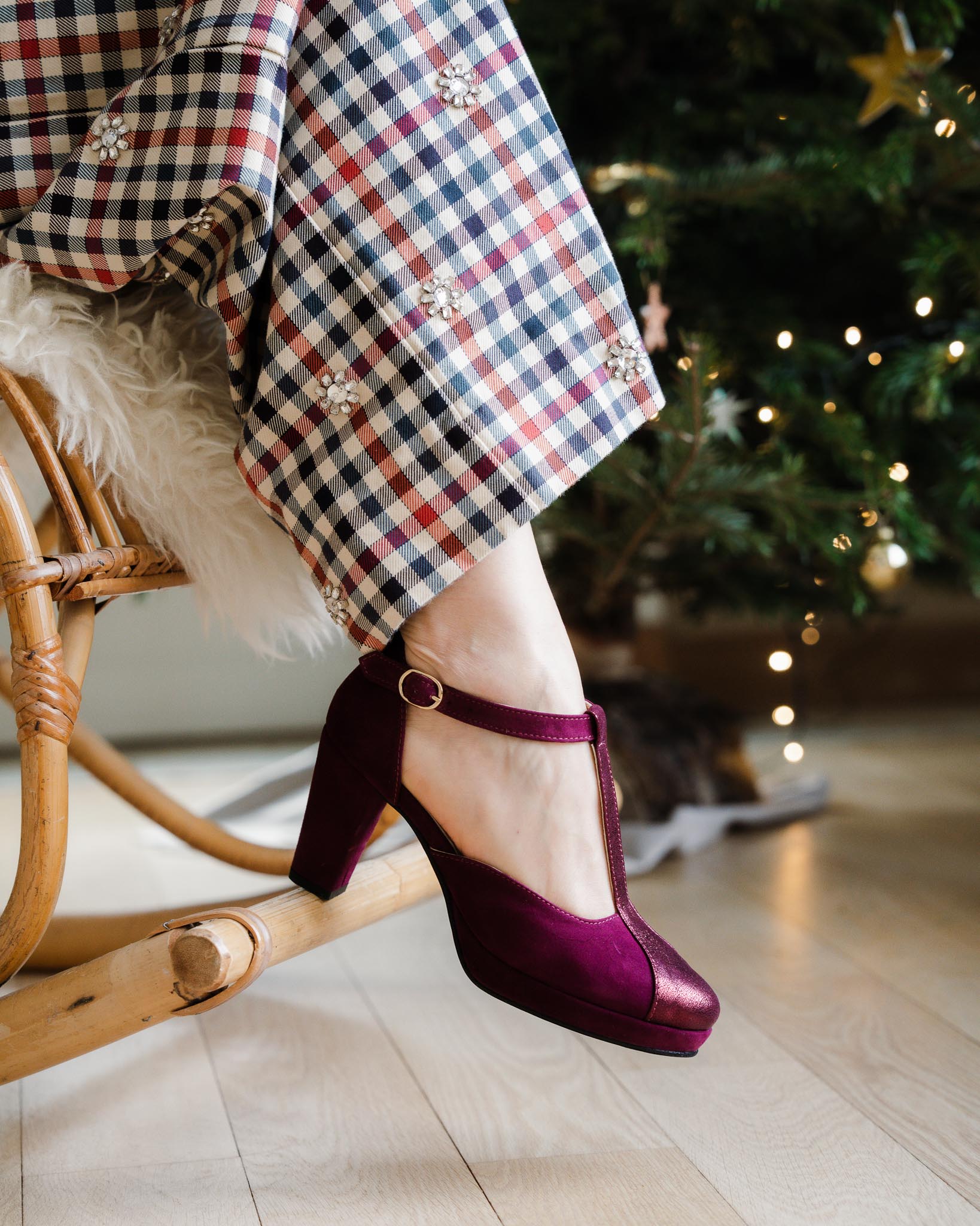 Salomé en velours et irisé grenat