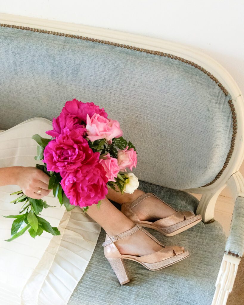 Salomé en irisé or rose et paillettes or blond