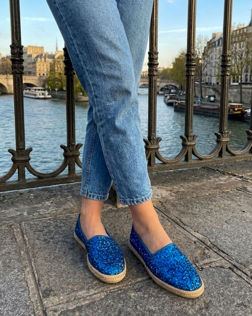Espadrille en glitter bleu