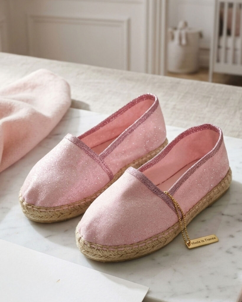 Espadrilles enfant en paillettes roses