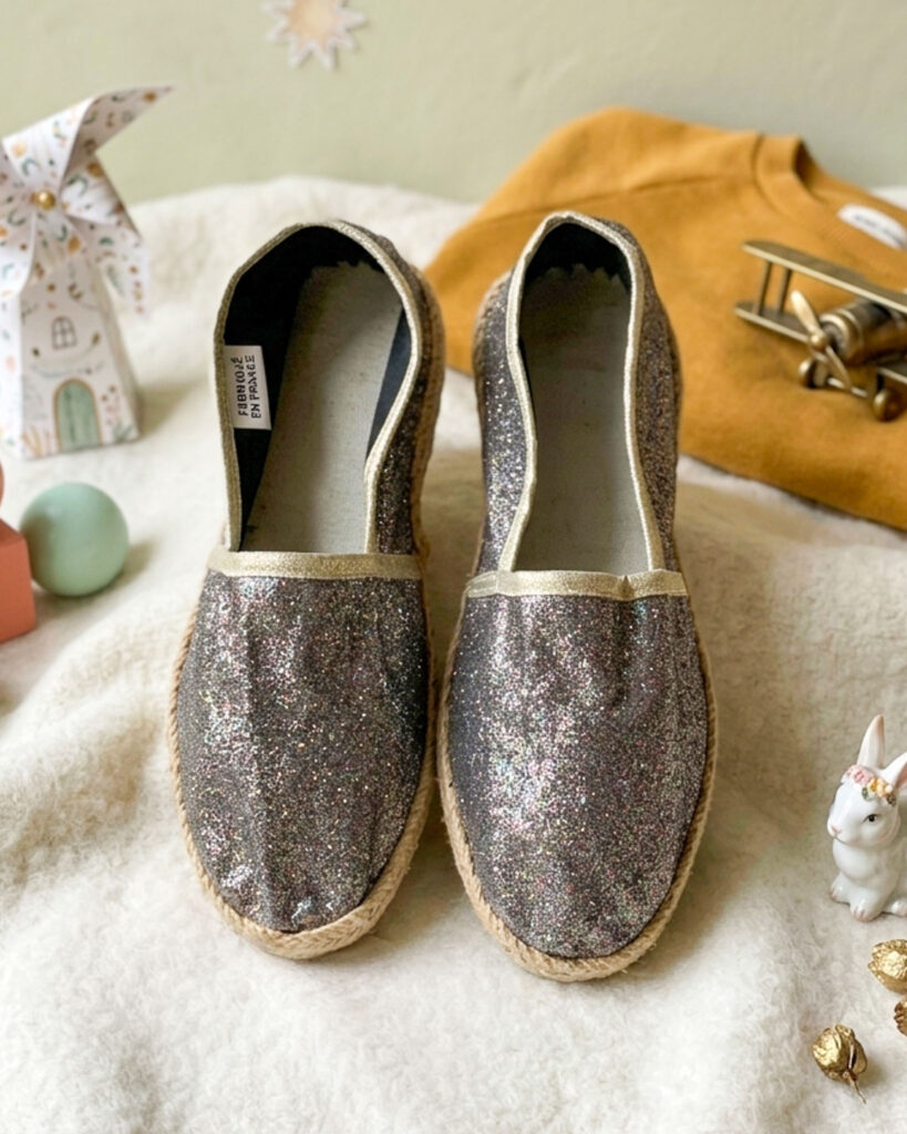 Espadrille en fines paillettes multicolores