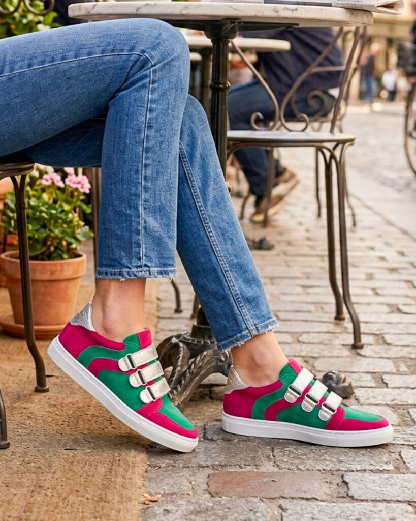 Basket émeraude, rose vif et argent