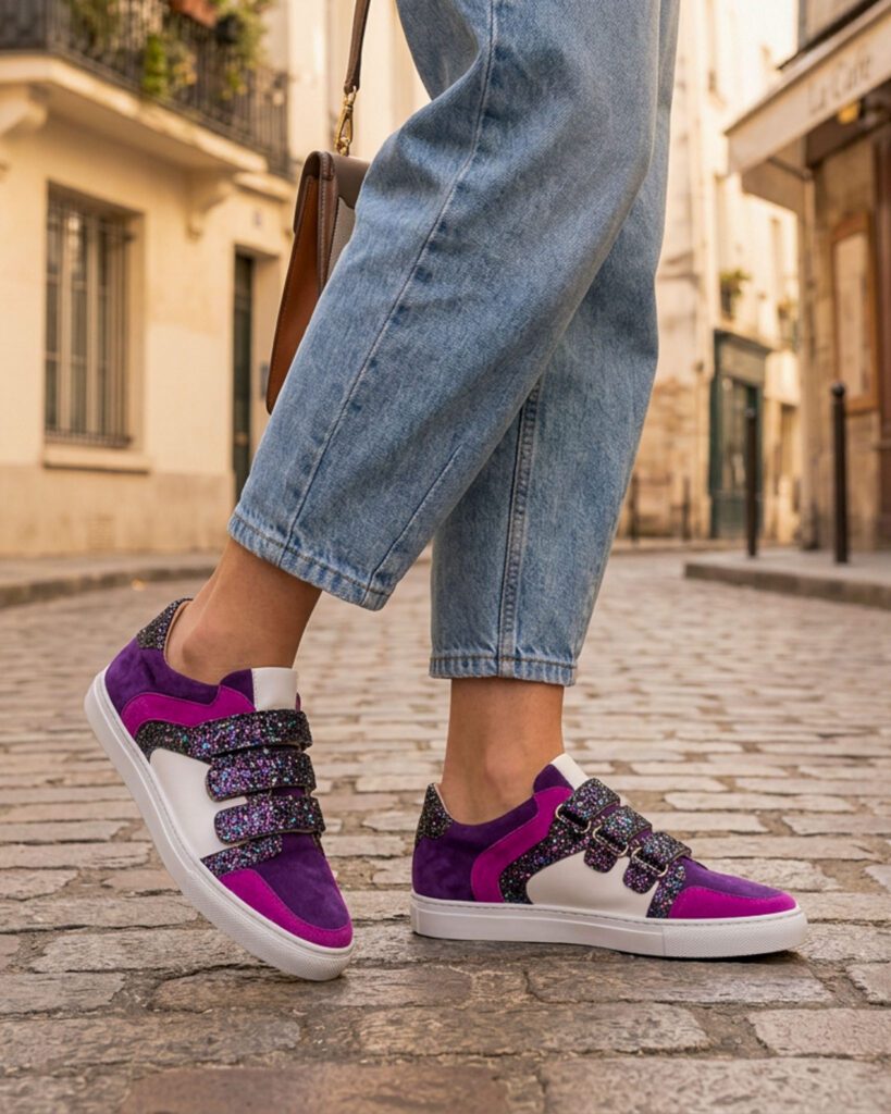 Basket en velours violet, fushia et glitter starlight