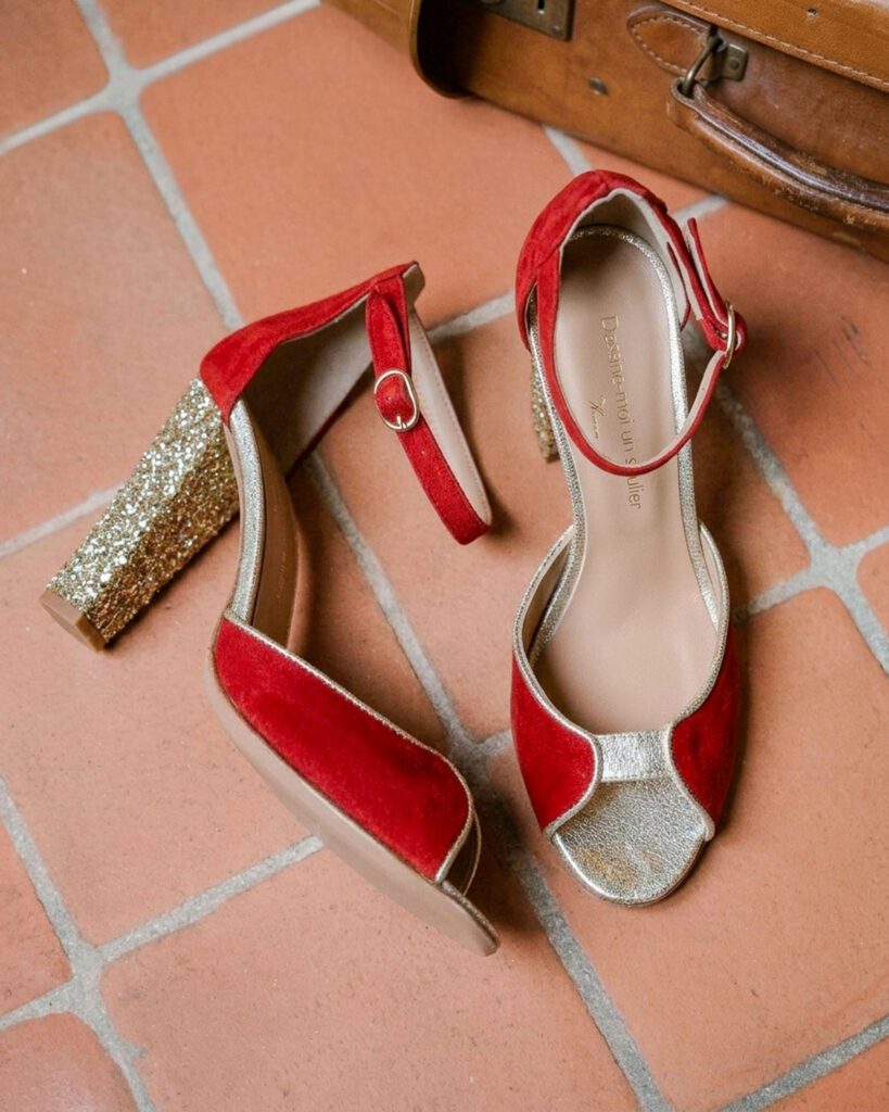 Charlotte en velours terracotta et glitter champagne