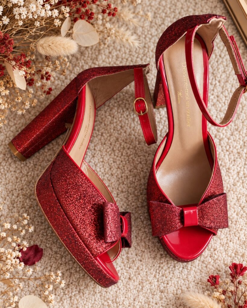Charlotte high en paillettes rouges et vernis rouge - 38.5