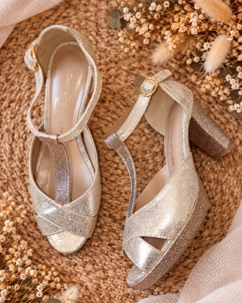 Salomé in iridescent champagne with fine champagne glitter - 37.5