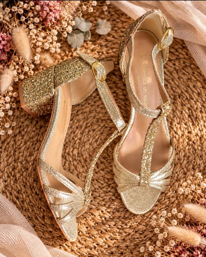 Chloé en irisé champagne et glitter champagne - 36